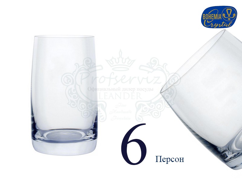 Фото Набор стаканов для воды Идеал (Ideal) 250мл, Гладкие, бесцветные (6 штук) Чехия 25015-250 