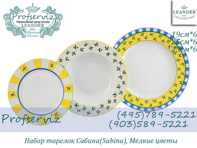 Фото Набор тарелок 6 персон 18 предметов Сабина (Sabina), Мелкие цветы (Чехия) 02160129-0317