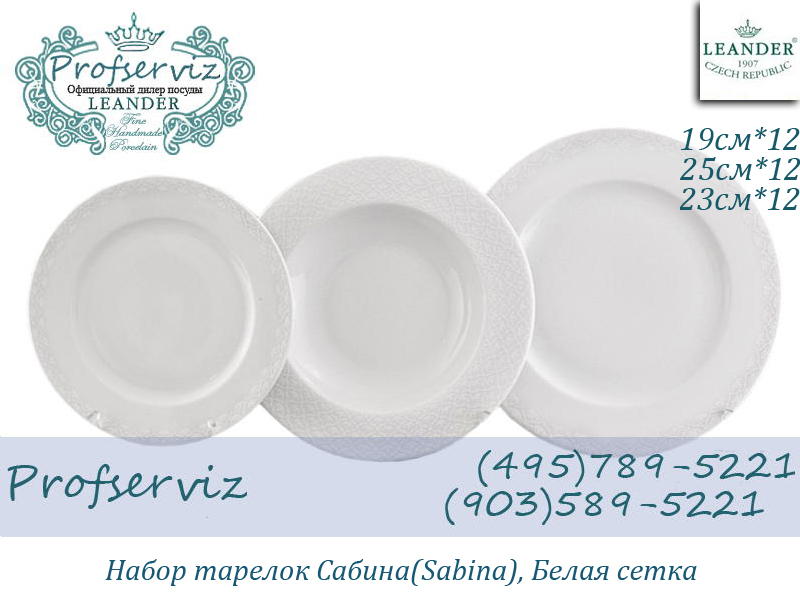 Фото Набор тарелок 12 персон 36 предметов Сабина (Sabina), Белая сетка (Чехия) 02160129-2326x2