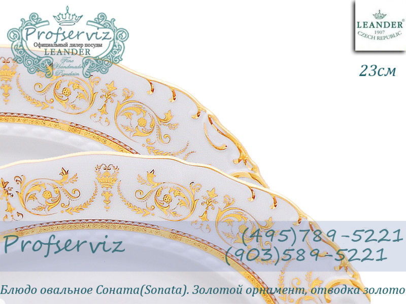 Фото Блюдо овальное 23 см Соната (Sonata), Золотой орнамент (Чехия) 07116125-1373 
