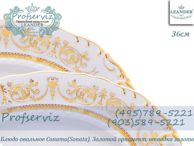 Фото Блюдо овальное 36 см Соната (Sonata), Золотой орнамент (Чехия) 07111513-1373 