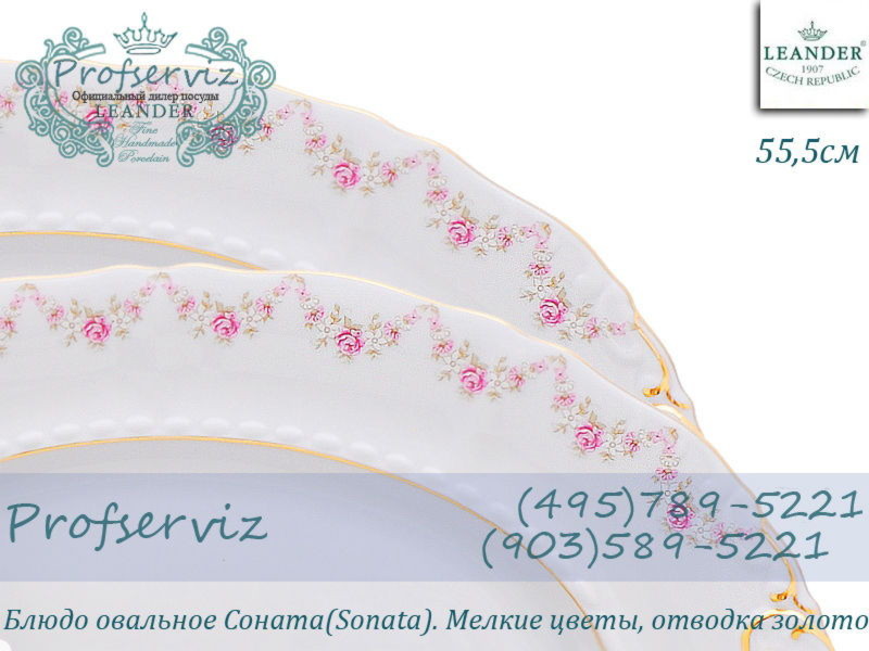 Фото Блюдо овальное 55,5 см Соната (Sonata), Мелкие цветы (Чехия) 07111518-0158 