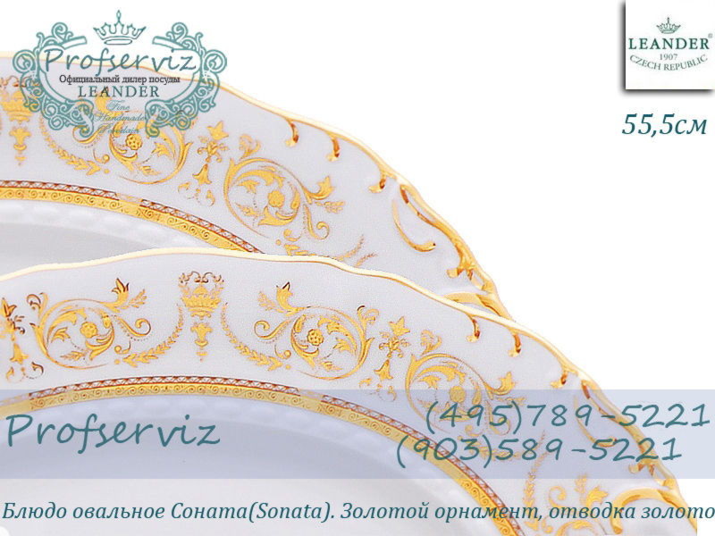 Фото Блюдо овальное 55,5 см Соната (Sonata), Золотой орнамент (Чехия) 07111518-1373 