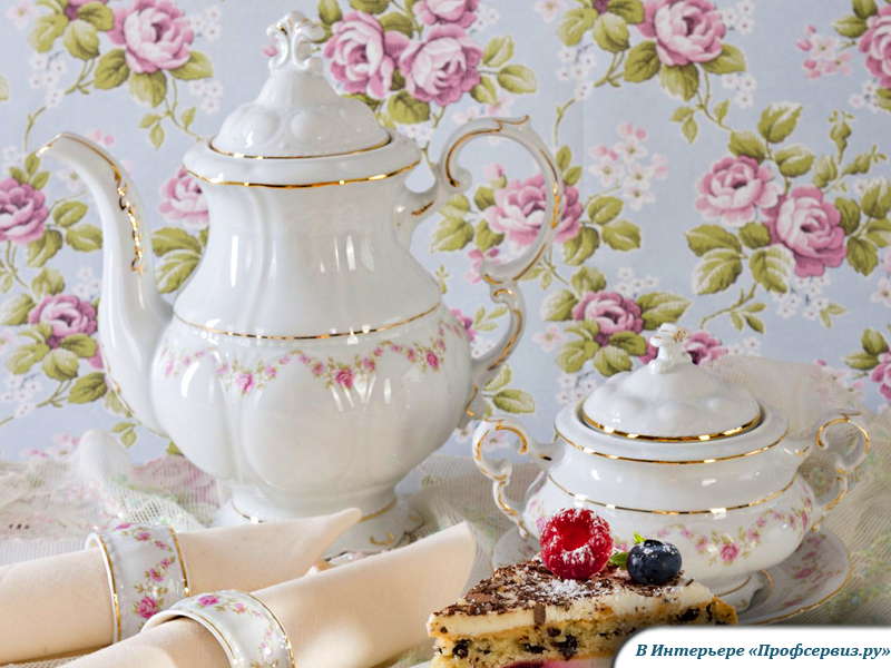 Фото Набор для торта 6 персон 7 предметов Соната (Sonata), Мелкие цветы (Чехия)