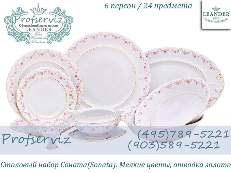 Фото Столовый набор 6 персон 24 предмета Соната (Sonata), Мелкие цветы (Чехия) 07162012-0158 