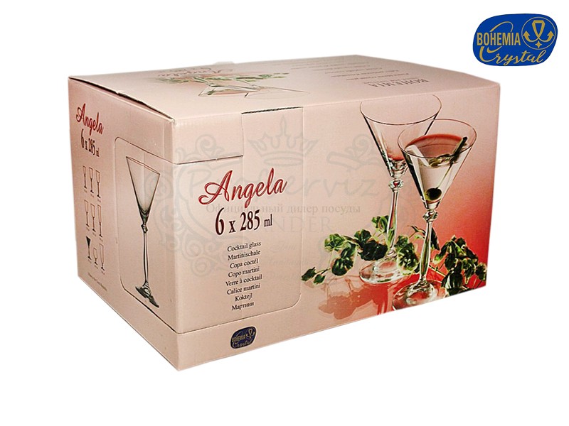 Фото Набор бокалов для мартини Анжела (Angela) 285мл, Оптик (6 штук) Чехия