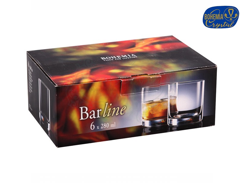Фото Набор стаканов для виски Барлайн Трио (Barline Trio) 280мл, Отводка золото (6 штук) Чехия