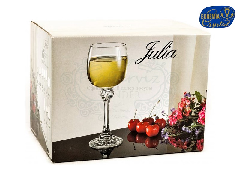 Фото Набор бокалов для вина Джулия (Julia) 190мл, Гладкие, бесцветные (6 штук) Чехия