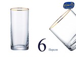 Набор стаканов для воды Барлайн (Barline) 300мл, Отводка золото (6 штук) Чехия