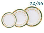 Набор тарелок 12 персон 36 предметов Сабина (Sabina), Фрукты на зеленой ленте (Чехия)