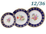 Набор тарелок 12 персон 36 предметов Мэри- Энн (Mary- Anne), Мелкие цветы, кобальт (Чехия)