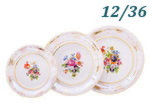 Набор тарелок 12 персон 36 предметов Соната (Sonata), Цветы, перламутр (Чехия)
