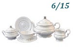 Чайный сервиз 6 персон 15 предметов Соната (Sonata), Отводка платина (Чехия)