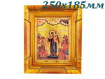 Икона на фарфоре в деревянной раме 250х185 мм, Всех скорбящих радости (Чехия)
