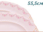 Блюдо овальное 55,5 см Соната (Sonata), Мелкие цветы, розовый фарфор (Чехия)