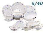 Чайно- столовый сервиз 6 персон 40 предметов Соната (Sonata), Голубые цветы (Чехия)