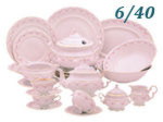 Чайно- столовый сервиз 6 персон 40 предметов Соната (Sonata), Мелкие цветы, розовый фарфор (Чехия)