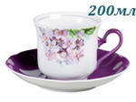 Чайные пары 200 мл Мэри- Энн (Mary- Anne), Лиловые цветы (6 пар) (Чехия)