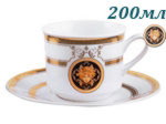 Чайная пара 200 мл Сабина (Sabina), Версаче, Золотая лента (Чехия)