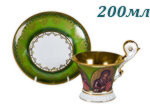 Чайная пара 200 мл Улрика (Ulrika), Лики святых, зеленая (Чехия)