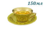 Чайная пара 100 мл Виндзор (Windzor), Золотые цветы, салатовый (Чехия)
