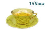 Чайная пара 100 мл Виндзор (Windzor), Золотые листья, салатовый (Чехия)