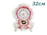 Часы каминные 32 см, Розовый мрамор, отводка золото (Чехия)