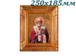 Икона на фарфоре в деревянной раме 250х185 мм, Николай Чудотворец (Чехия)