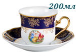 Чайные пары 200 мл Мэри- Энн (Mary- Anne), Мадонна, кобальт (6 пар) (Чехия)