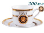 Чайные пары 200 мл Сабина (Sabina), Версаче, Золотая лента (6 пар) (Чехия)