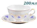 Чайные пары 200 мл Соната (Sonata), Голубые цветы (6 пар) (Чехия)