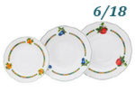 Набор тарелок 6 персон 18 предметов Мэри- Энн (Mary- Anne), Фруктовый сад (Чехия)