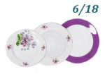 Набор тарелок 6 персон 18 предметов Мэри- Энн (Mary- Anne), Лиловые цветы (Чехия)