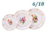 Набор тарелок 6 персон 18 предметов Соната (Sonata), Цветы, перламутр (Чехия)