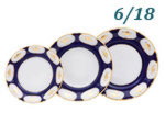 Набор тарелок 6 персон 18 предметов Соната (Sonata), Золотой цветок, кобальт (Чехия)