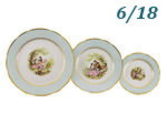 Набор тарелок 6 персон 18 предметов Мэри- Энн (Mary- Anne), Свидание, голубой (Чехия)