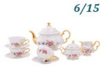 Чайный сервиз 6 персон 15 предметов Соната (Sonata), Цветы, перламутр (Чехия)