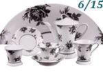 Чайный сервиз 6 персон 15 предметов Светлана (Svetlana), Черная роза на белом фоне (Чехия)