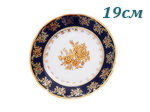 Тарелка десертная 19 см Мэри- Энн (Mary- Anne), Золотая роза, кобальт (6 штук) (Чехия)